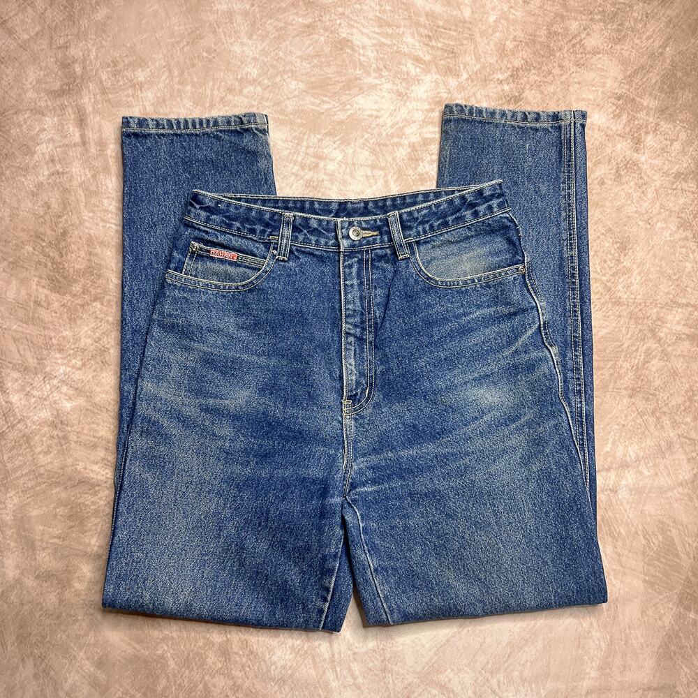 Dahan High Waisted Slim Fit Medium Wash Denim Blue Jeans Embroidered Pocket